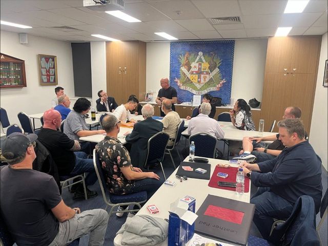 Members seated at tables during Michael Ammar's visit to Freemasons WA